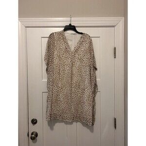 Three Mermaids Leopard Swimsuit Cover Up Layered Chiffon V Neck One Size Fit All